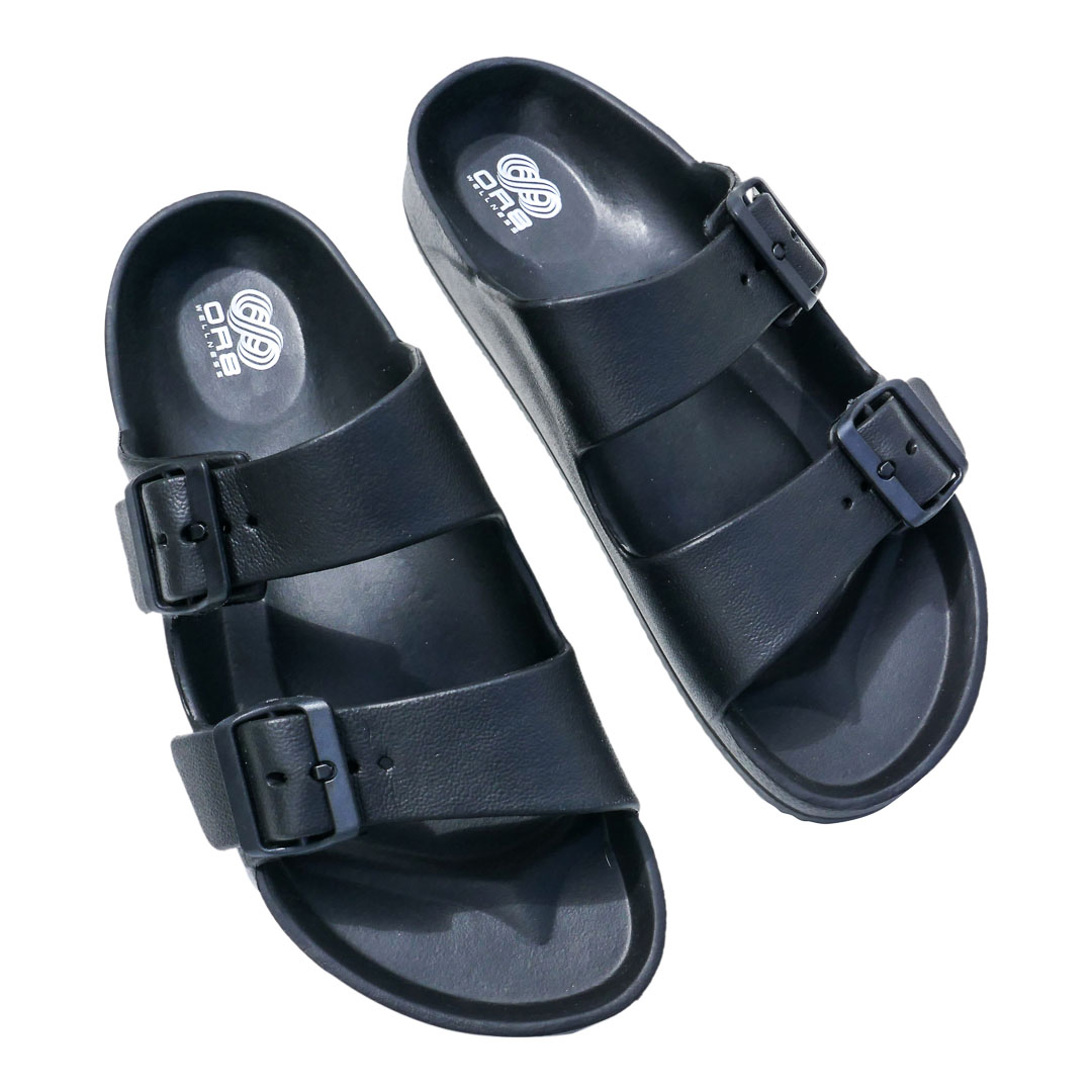 black flat sandals with arch support
