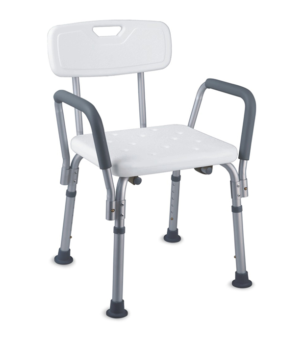 Sturdy & adjustable bath or shower chair with added arms for extra stability